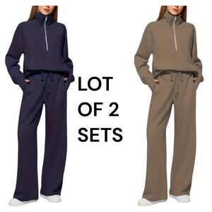 Women's Two-Piece Set - Navy and Tan